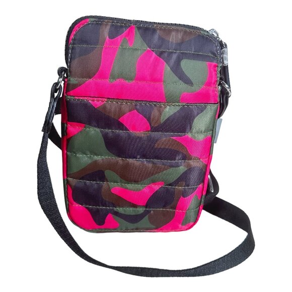 Sondra Roberts Squared Pink Green Multi Camo Crossbody Bag Shoulder Strap - Picture 2 of 8